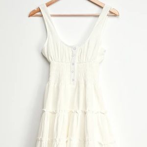 Lulu’s White Smocked & Tiered Summer Dress.
